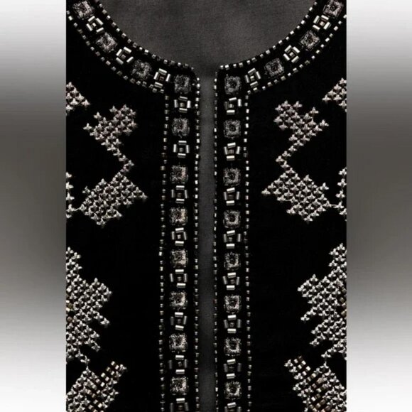 ZARA EMBROIDERED VELVET JACKET ZW COLLECTION - Picture 4 of 6
